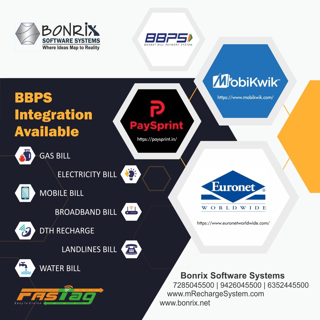 BBPS Integration: Gas Bill, Electricity Bill, Mobile Bill, Broadband Bill, DTH Bill, Landline Bill, Water Bill & Fastag Recharge